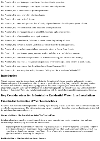 Secret Factors To Consider for Commercial vs Residential Water Line Installation