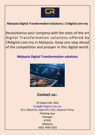 Malaysia Digital Transformation Solutions Crdigital.com.my