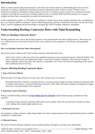 Understanding Roofing Contractor Rates with Tidal Remodeling