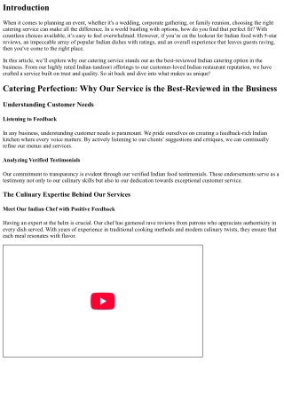 Catering Perfection: Why Our Service is the Best-Reviewed in the Business