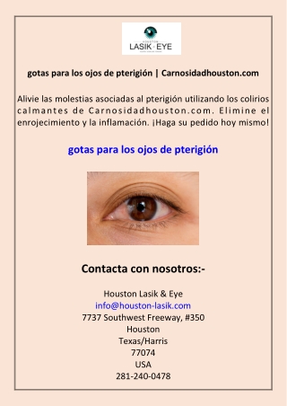 gotas para los ojos de pterigión Carnosidadhouston.com