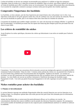 Quelles niches sont les plus rentables pour acheter un backlink ?