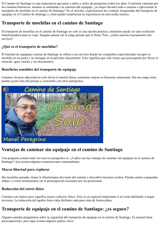 Ventajas Inopinadas del Transporte de Equipaje en el Camino de la ciudad de Sant