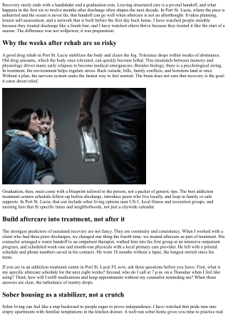 Drug Rehab in Port St. Lucie: Preventing Relapse After Graduation