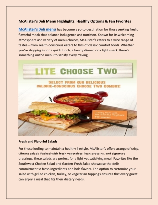 McAlister’s Deli Menu Highlights  Healthy Options & Fan Favorites