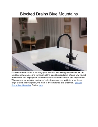Blocked Drains Blue Mountains