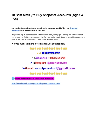 10 Best Sites ,,to Buy Snapchat Accounts (Aged & Pva)