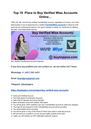 Top 10  Place to Buy Verified Wise Accounts Online…