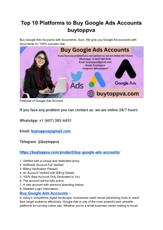 Top 10 Platforms to Buy Google Ads Accounts buytoppva