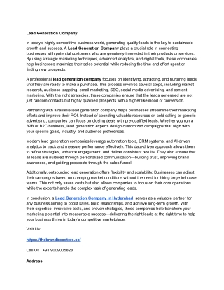 Lead Generation Company in Hyderabad