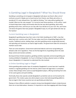 Is Gambling Legal in Bangladesh? What You Should Know