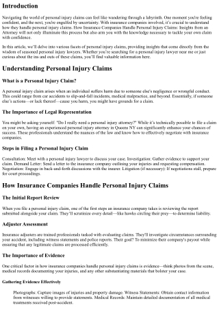 How Insurance Companies Handle Personal Injury Claims: Insights from an Attorney