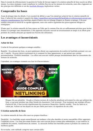 Achat de lien vs. création naturelle de liens : Que choisir ?