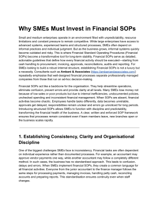 Why SMEs Must Invest in Financial SOPs