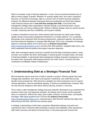 Why Businesses Need a Debt Management Strategy