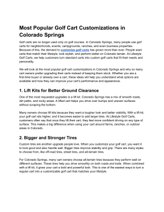 Top Golf Cart Customizations for Style and Performance in Colorado Springs
