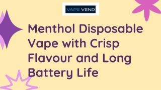 Menthol Disposable Vape with Crisp Flavour and Long Battery Life