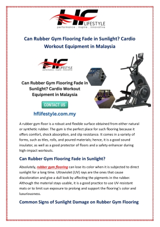 Can Rubber Gym Flooring Fade in Sunlight? Cardio Workout Equipment in Malaysia