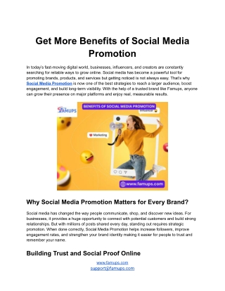 Get More Benefits of Social Media Promotion