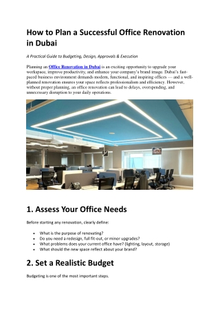 How to Plan a Successful Office Renovation in Dubai