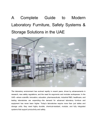 A Complete Guide to Modern Laboratory Furniture, Safety Systems & Storage Solutions in the UAE