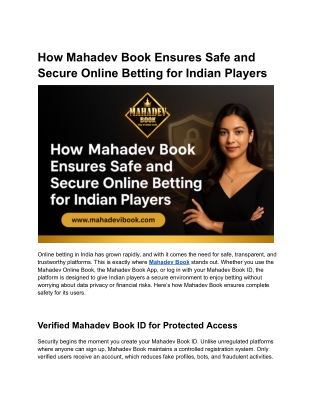 How Mahadev Book Ensures Safe and Secure Online Betting for Indian Players