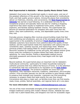 Best Supermarket in Adelaide – Where Quality Meets Global Taste