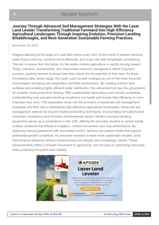 Promote Field Uniformity Laser Land Leveler Ensure Better Leveling