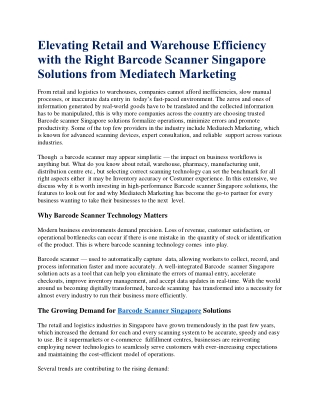 Boosting Retail and Warehouse Efficiency — Mediatech Marketing Barcode Scanner S