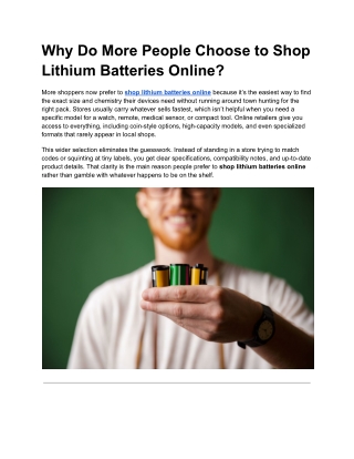 Why Do More People Choose to Shop Lithium Batteries Online