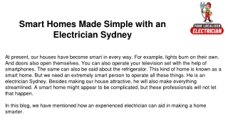 Smart Homes Made Simple with an Electrician Sydney