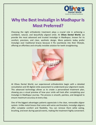 Why the Best Invisalign in Madhapur Is Most Preferred?