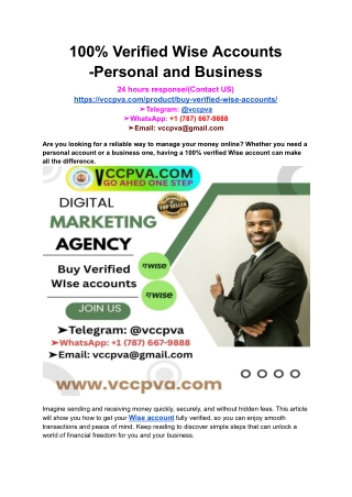 100% Verified Wise Accounts -Personal and Business