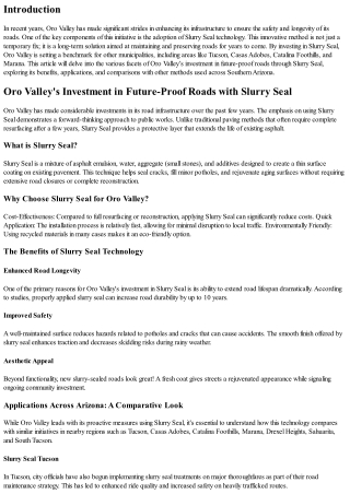 Oro Valley's Investment in Future-Proof Roads with Slurry Seal