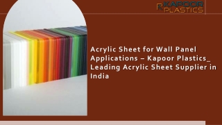 kapoorplastics Acrylic Sheet for Wall Panel Applications