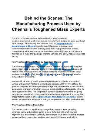 Behind the Scenes: The Manufacturing Process Used by Chennai’s Toughened Glass Experts