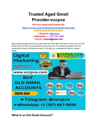 Trusted Aged Gmail Provider-vccpva