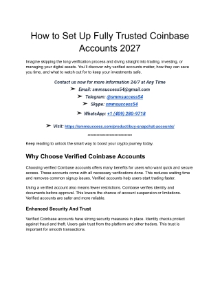 How to Set Up Fully Trusted Coinbase Accounts 2027
