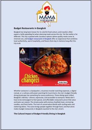 Budget Restaurants in Bangkok