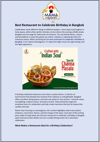 Best Restaurant to Celebrate Birthday in Bangkok
