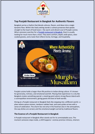 Top Punjabi Restaurant in Bangkok for Authentic Flavors