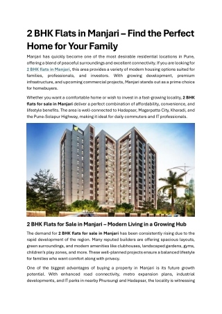 2 BHK Flats in Manjari | 2 BHK Flats for Sale & Duplex Flats in Manjari