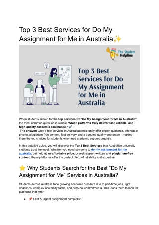 Top 3 Best Services for Do My Assignment for Me in Australia✨