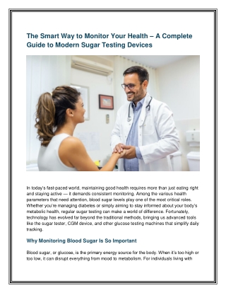 The Smart Way to Monitor Your Health – A Complete Guide to Modern Sugar Testing Devices