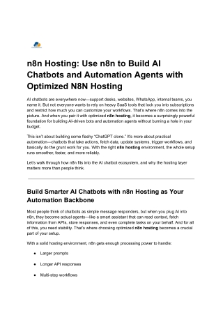 n8n Hosting_ Use n8n to Build AI Chatbots and Automation Agents with Optimized N8N Hosting