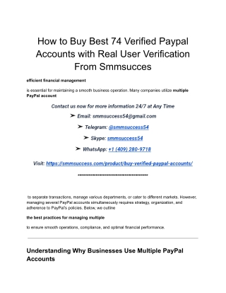 Buy Verified Paypal Accounts with Real User Verification