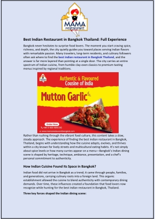 Best Indian Restaurant in Bangkok Thailand and Full Experience