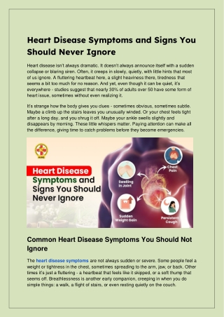 Heart Disease Symptoms and Signs You Should Never Ignore