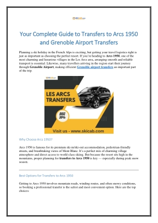 Your Complete Guide to Transfers to Arcs 1950 and Grenoble Airport Transfers
