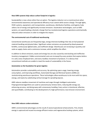 How ASRS systems help reduce carbon footprint in logistics